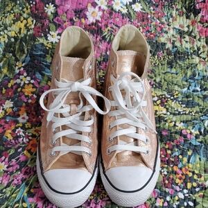 converse all star rose gold canvas high-top sneakers m6.5/w8.5 euc
